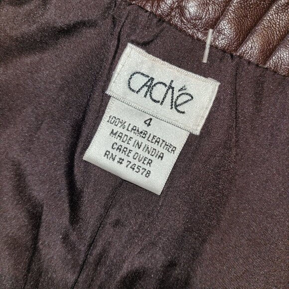 Cache Vintage Genuine Lamb Leather Flare Bootcut Pants - Picture 4 of 6